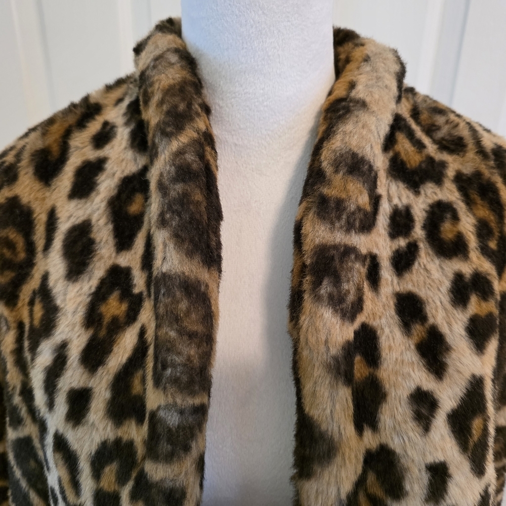 Vintage MONDI faux Fur Leopard Statement Coat-Made In Germany-Y2K Mob Wife Lux - Picture 5 of 15